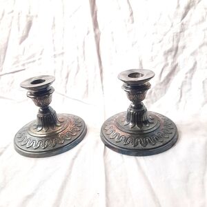 MW.A.ROGERS, S.P.ZING Rustic Heavy Metal Candlestick Holder Set of Two